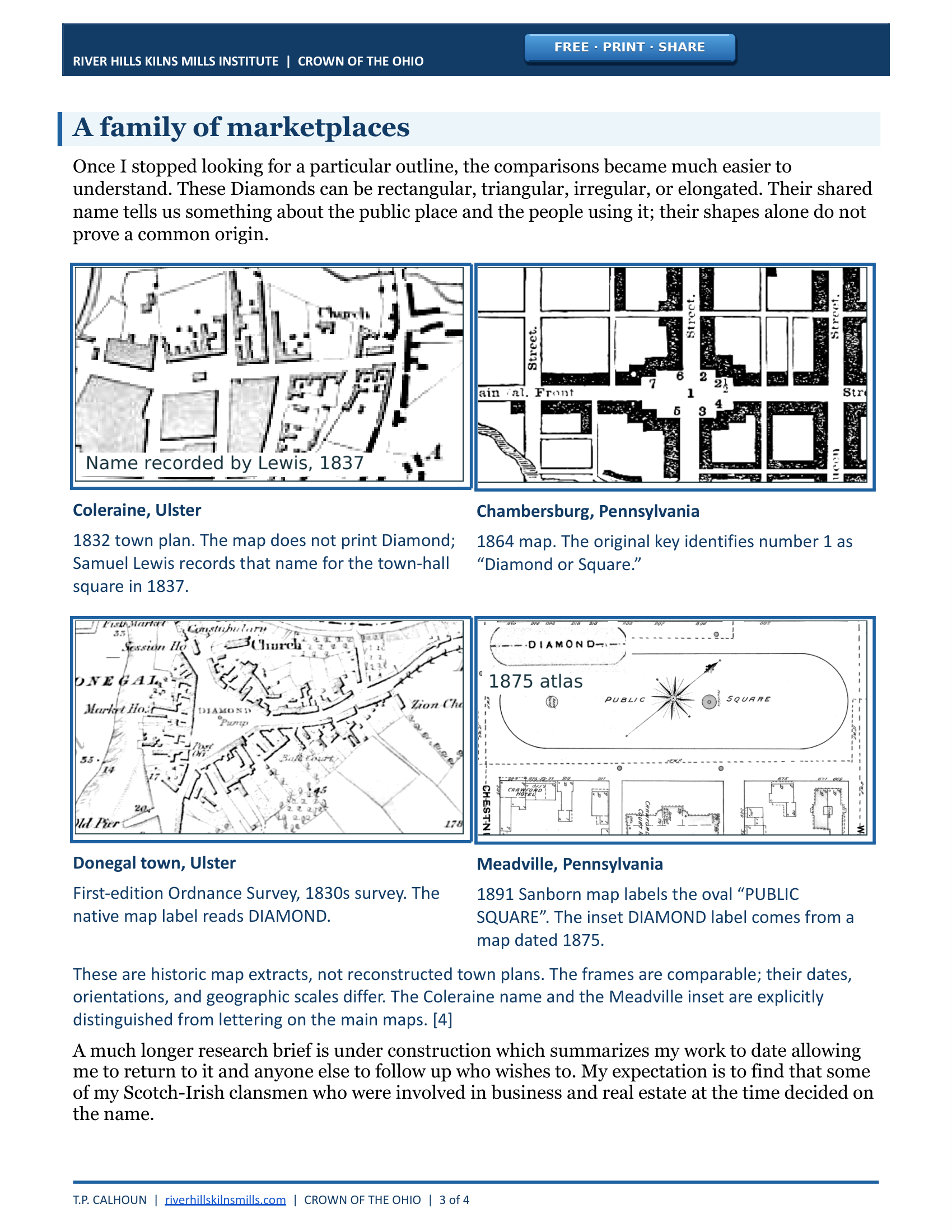 Page 3 of I finally figured out why it’s the Diamond by T.P. Calhoun. Full text and historic maps are available in the linked PDF or EPUB.