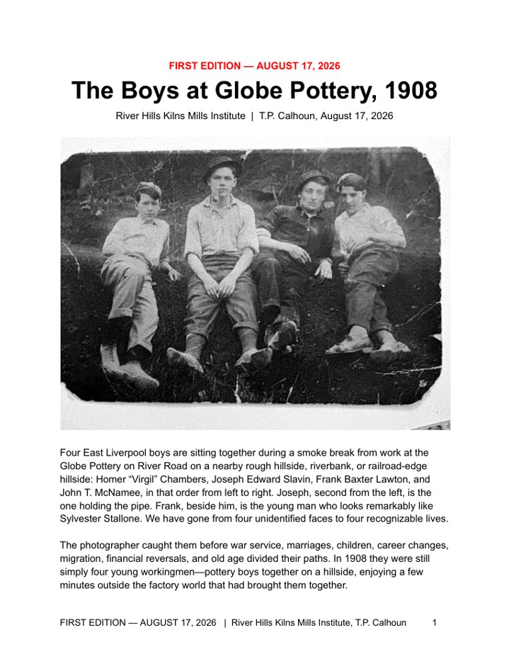 The Boys at Globe Pottery, 1908 — original cover