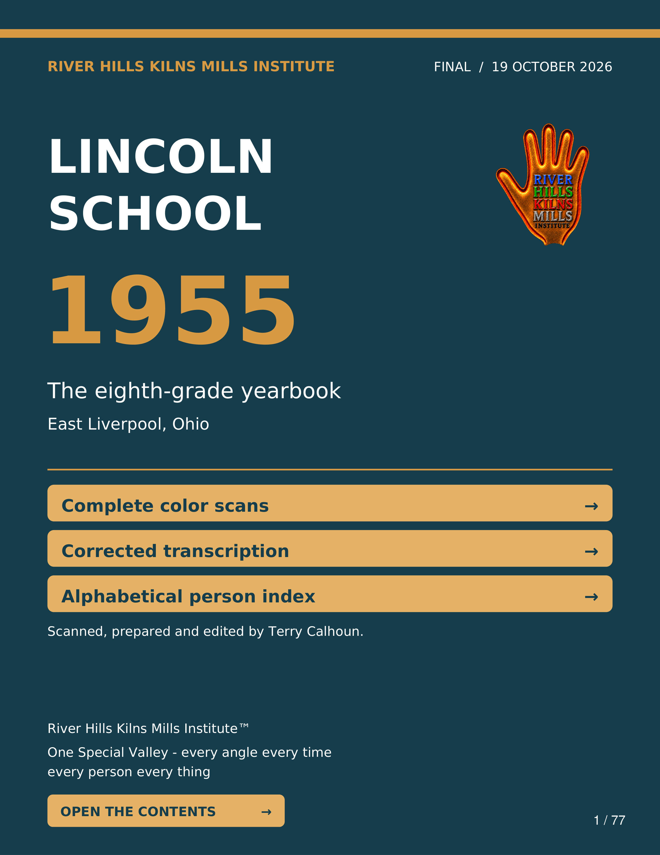 Lincoln School — 1955 Eighth-Grade Yearbook — original cover